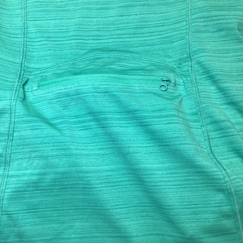 Athleta cross current zip front hooded jacket rouched front bright green size xs